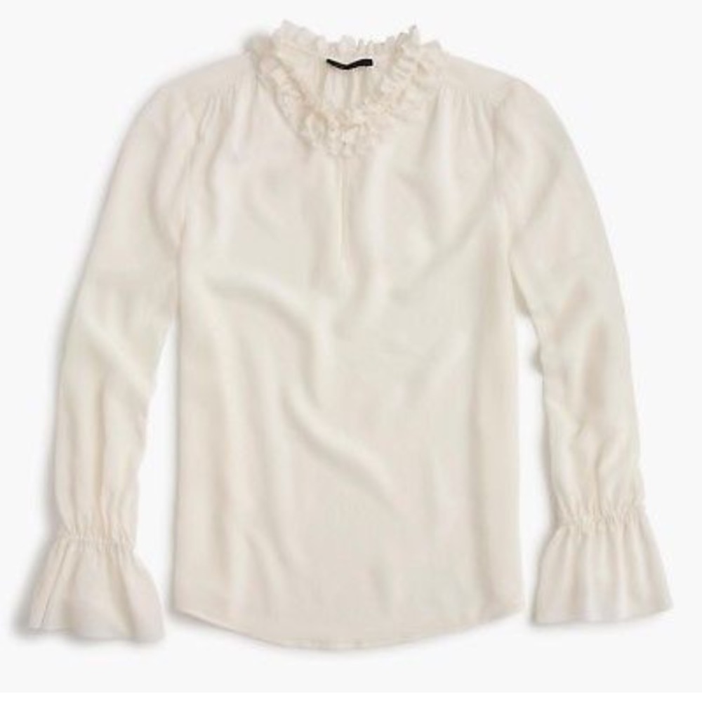 J.Crew Ruffle Neck Silk Top